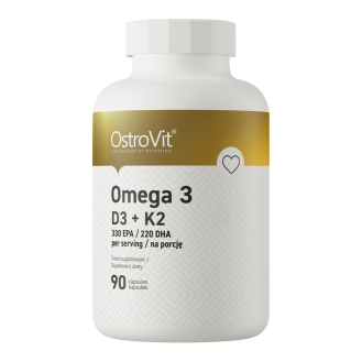 OstroVit Omega 3 D3+K2 90caps / Kalamaksa õli koos D3 ja K2 vitamiinidega