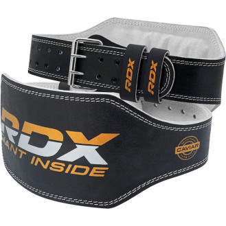 RDX 6R 6 Leather Black Gold Gym Belt / Jõusaalivöö