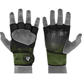  RDX X1 Weightlifting Gloves (army green) Long Straps / Kindad
