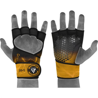  RDX X1 Weightlifting Gloves yellow Long Straps / Kindad