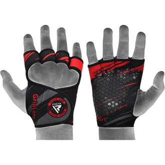 RDX R1 Weightlifting Gloves (red) Short Straps / Kindad