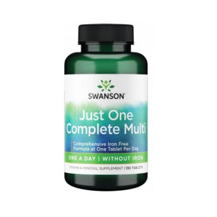 Swanson Just One Complete Multi without Iron 130tabs / Multivitamiinide  ja mineraalide kompleks (ilma raua sis.)