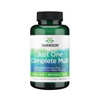 Swanson Just One Complete Multi without Iron 130tabs / Multivitamiinide  ja mineraalide kompleks (ilma raua sis.)