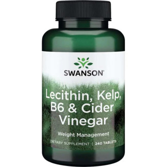 Swanson Lecithin, Kelp, B6, & Cider Vinegar 240tabs / Letsitiin, pruunvetikas, B-6 ja siidriäädikas