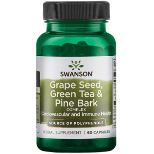 Swanson Grape Seed, Green Tea & Pine Bark 60caps / Viinamarjaseemned, roheline tee ja männikoor
