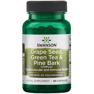 Swanson Grape Seed, Green Tea & Pine Bark 60caps / Viinamarjaseemned, roheline tee ja männikoor