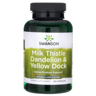 Swanson Milk Thistle Dandelion & Yellow Dock120caps / Maksa tervis