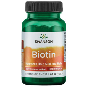 Swanson Biotin 10000mcg 60sgels / Biotiin