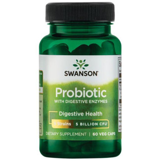 Swanson Probiotic with Digestive Enzymes 60vcaps / Probiootikumid koos seedeensüümidega  