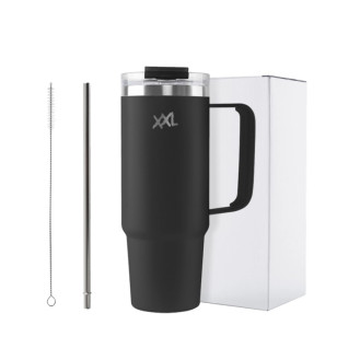 XXL Nutrition RVS Tumbler with Handle and Straw 1000ml (BLACK) / Šeiker-termos kõrrega