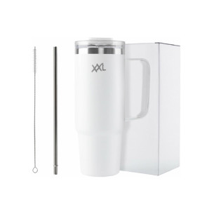 XXL Nutrition RVS Tumbler with Handle and Straw 1000ml (white) / Šeiker-termos kõrrega