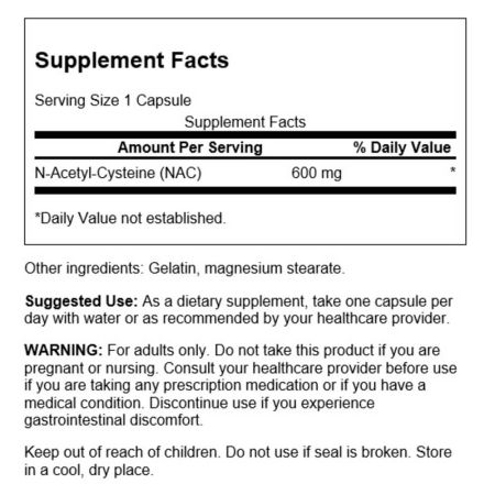 Swanson NAC N-Acetyl Cysteine 600mg 100vcaps
