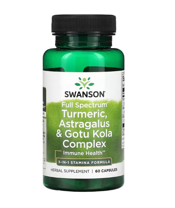 Swanson Full Spectrum Turmeric, Astragalus & Gotu Kola Complex 60caps / Kurkum, astragalus ja gotu kola