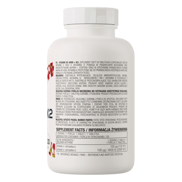 OstroVit Vitamin D3 4000 IU + K2 100tabs / Vitamiin D3 + K2