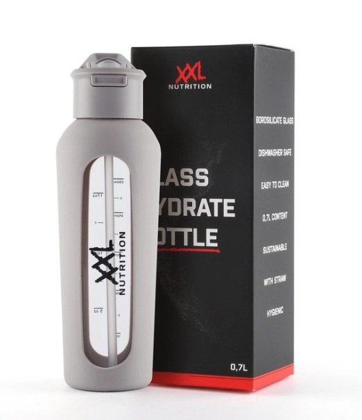 XXL Nutrition Glass Hydrate Bottle 700ml GREY / Стеклянная бутылка