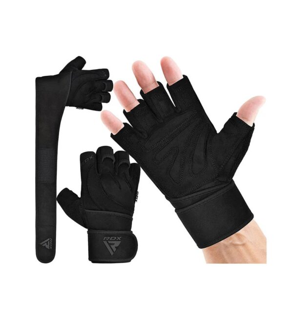 RDX L4 Open Finger Weightlifting Gym Gloves Black
