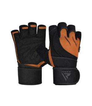 RDX L4 Open Finger Weightlifting Gym Gloves Brown