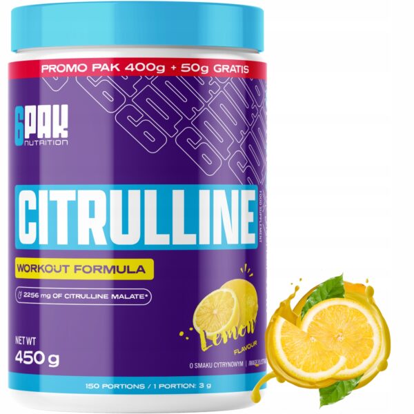 L-CYTRULINA-Jablczan-400G-50G-GRATIS-Przedtreningowka-POMPA-Miesniowa 6Pak Citrulline 400g / Tsitrulliinmalaat