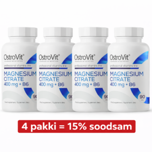 OstroVit Magnesium Citrate 400 mg + B6 90tabs / Magneesium / 4 pakki