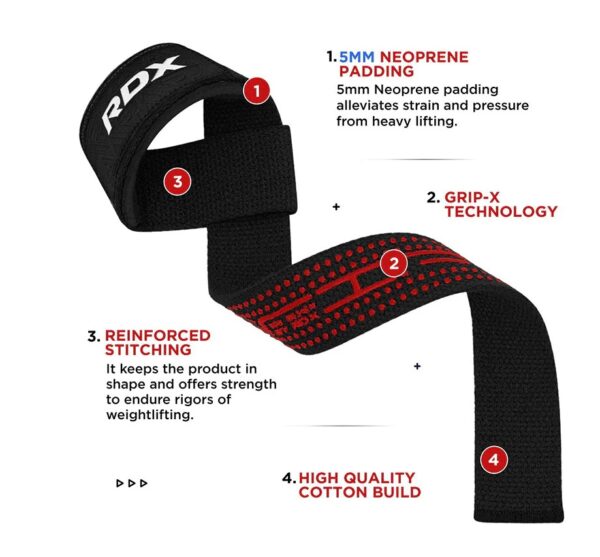 RDX S4 Weightlifting Wrist Straps Black / Tõsterihmad