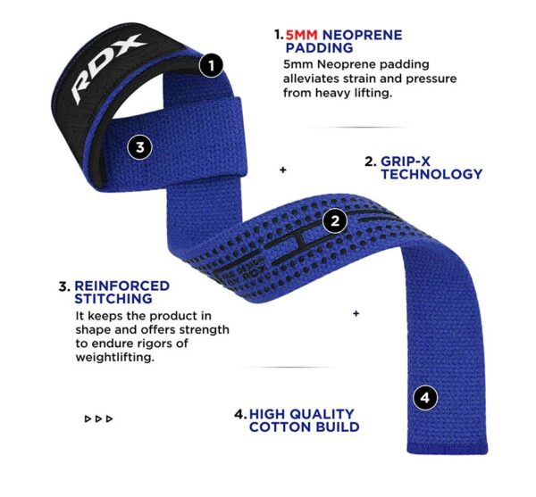 RDX STRAPS BLUE 1 RDX S4 Weightlifting Wrist Straps Blue / Tõsterihmad