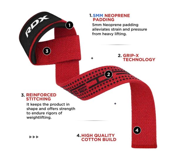 RDX STRAPS RED 2 RDX S4 Weightlifting Wrist Straps Red / Tõsterihmad